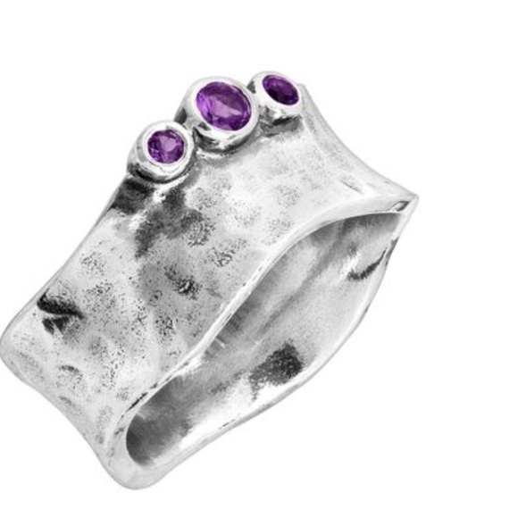 Sterling Silver Silpada ring with Natural Amethysts - Picture 3 of 4
